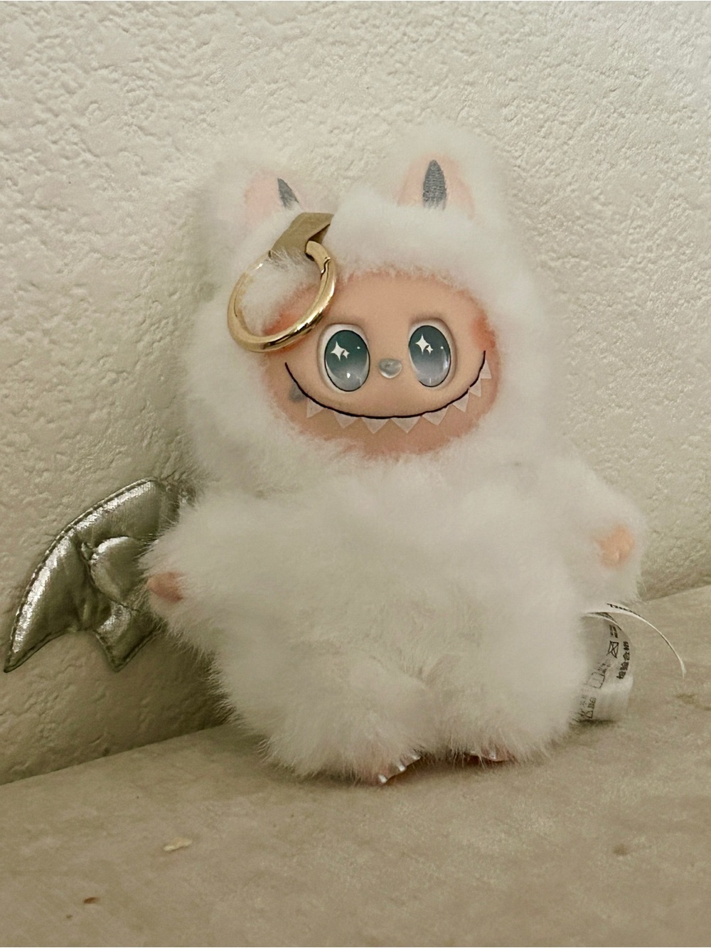POP MART The Monsters Labubu Zimomo "Angel in Clouds" plush bag charm 7.5”
